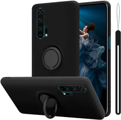 Cadorabo Hoesje geschikt voor Honor 20 PRO in LIQUID ZWART - Beschermhoes van flexibel TPU silicone Case Cover met ring