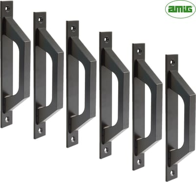 AMIG Deurgreep Schuifdeur – 198x25mm – Aluminium – Loftdeur - Mat Zwart - 6 Stuks