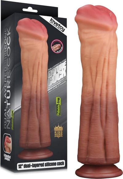 Lovetoy - XXL Dildo - Dual layered Platinum Silicone Cock - 30 cm lang en modder vet
