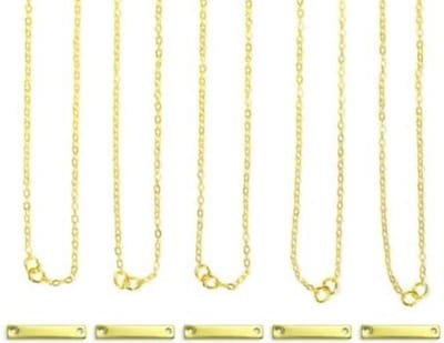 Halskettingset | kleine rechthoek | goudkleurig | 5 stuks