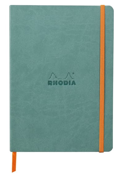Rhodia Softcover Notitieboek – A5 – 80 Bladen – Gelijnd – Ivoorkleurig Papier 90 g/m² – Met Elastieksluiting - Aqua