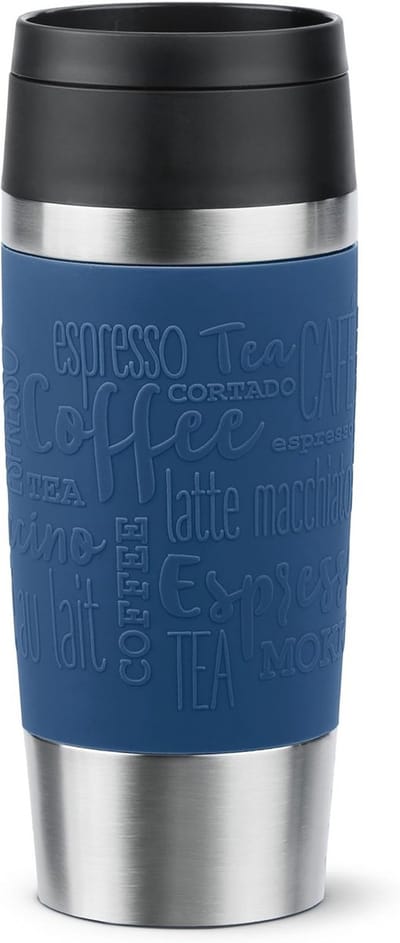 Thermobeker donkerblauw roestvrij staal 0,36 liter - geïsoleerde drinkbeker voor warm en koud drinken