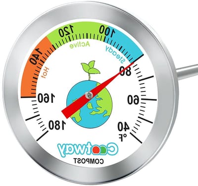 Compostthermometer - Bodemthermometer Tuin - Composteren Controleren - Waterdicht Roestvrij Staal - 406 cm - Zilver