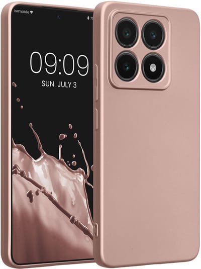 kwmobile metallic telefoonhoesje van TPU - geschikt voor Xiaomi 14T - Flexible case voor smartphone - In metallic roségoud