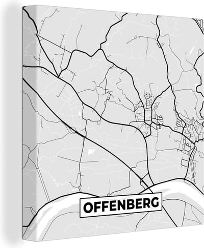 Canvas Schilderij Offenberg - Stadskaart - Plattegrond - Duitsland - Kaart - 20x20 cm - Wanddecoratie