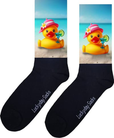 Badeend - Opkikker - Grappige sokken - Valentijns cadeau - Verjaardagscadeau - Sint cadeau - Leuke sokken - Zomerhoed - Vrolijke sokken - Cadeautje - Grappig cadeau - Kerst Sokken - Vaderdag - Moederdag - Kerstcadeau - Socks maken Happy - Maat 37-44