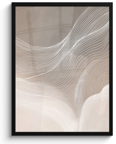 Poster in lijst - Fotolijst 60x80 cm - Posters - Golvende lijnen - Luchtstromen - Harmonieus - Posterlijst zwart - Decoratie - Wanddecoratie woonkamer - Muurdecoratie slaapkamer