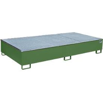 Bauer Etagebak RW-GR 2700-3 PE, met PE inzet, met rooster, L 2665 x B 1315 x H 440 mm, reseda groen RAL 6011