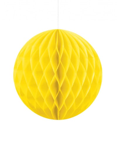 PARTYDECO - Kleine gele honingraat papieren bal 10 cm om op te hangen