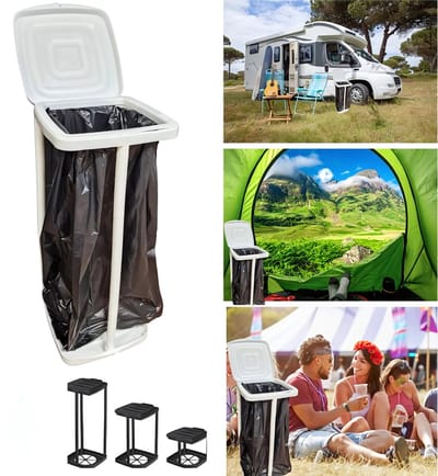 Vuilniszak Houder - Vuilniszakstandaard - Wit - 3 Maten - Reis - Festivals - Werkruimtes - Camping - Caravan