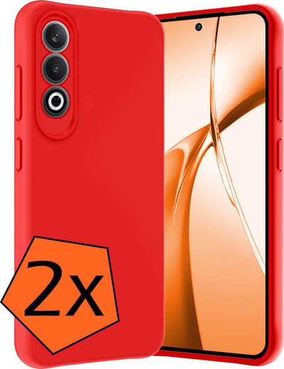 Hoes - 2 Stuks - Geschikt voor OnePlus Nord CE4 - Sterk & Shockproof - Case Siliconen - Back Cover - Telefoon Hoes - Rood
