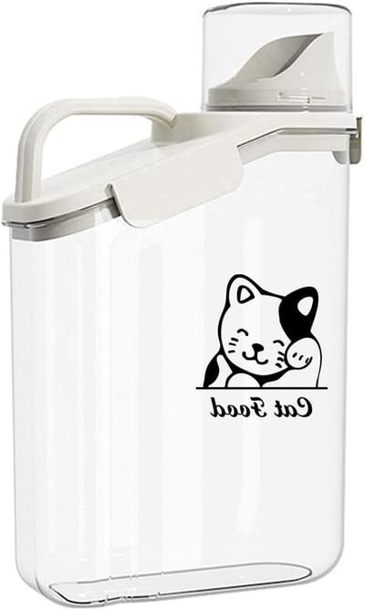 Droogvoeropslag voor Katten, 2 L, BPA-vrij, Inclusief Maatbeker voor Gemakkelijk Portioneren