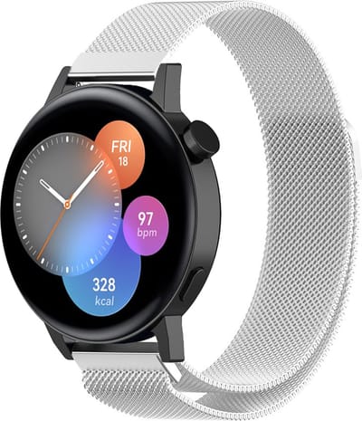 Strap-it Luxe Milanese bandje - geschikt voor Huawei Watch GT 2 42mm / GT 3 42mm / GT 3 Pro 43mm - zilver