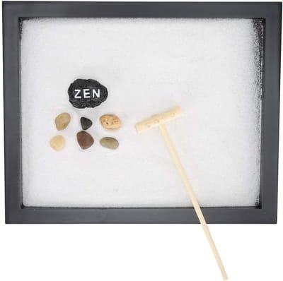 Mini Zen Tuin - Decoratie Ornament - Meditatie Ontspanning - Natuurlijke Materialen - 21.5 x 17 cm - Niet Gespecificeerd