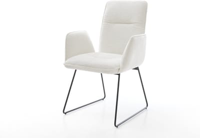 Gestoffeerde-stoel Vinja-Flex slipframe zwart bouclé zacht beige