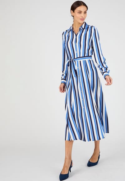 Damart - Blousejurk gestreept - Dames - Blauw - 52