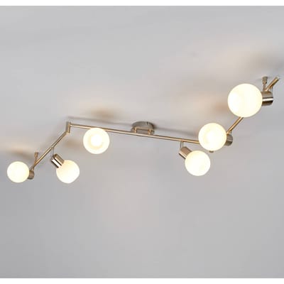 Lindby plafondlamp Elaina, 180 cm, 6-lamps, nikkel, glas, E14