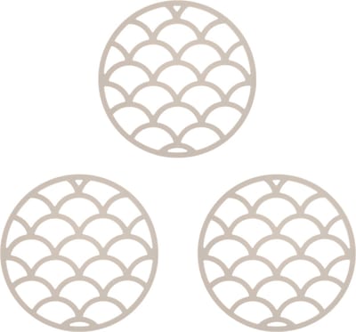 Krumble Pannenonderzetter - Set van 3 - Pannenonderzetter hittebestendig - Pannenonderzetter Siliconen - Pannenonderzettters - Schubben - Diameter 14 - Beige
