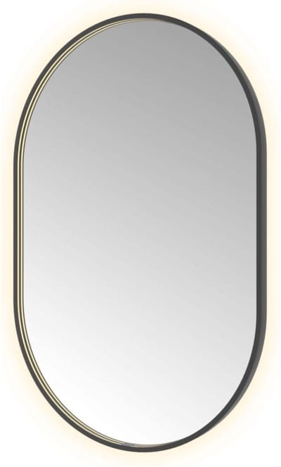 Hotbath &More OVA812 Oval spiegel 80x120cm met verlichting, spiegelverwarming, kleurwissel, dimbaar en afstandsbediening geborsteld zwart PVD