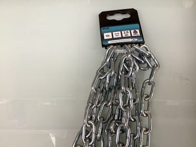 Wvsa. stalen schakel ketting. 2.0 mtr lang. 4.0 x 19 mm lang.verzinkt.