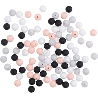 100 stuks 9mm Siliconen Kralen DIY Rond Meerdere Kleuren Siliconen Losse Kralen voor Kettingen Baby Speelgoed white