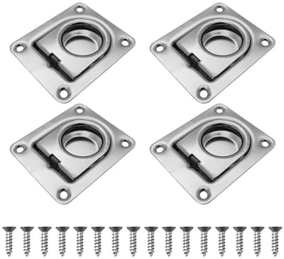 Dailygoods- D-ringen 4 stuks - roestvrij staal 304 - bevestigingsclips - corrosiebestendig - slijtvast - krachtige draagvermogen - Bevestigingsringen