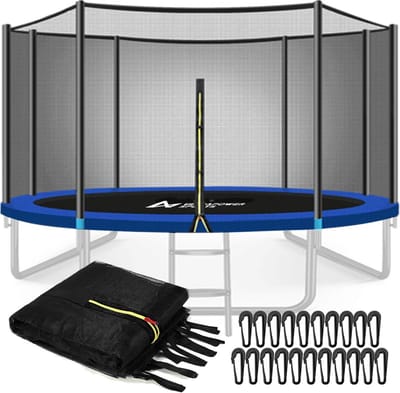 Trampolinenet Vervanging voor Ronde Trampolines tot 430 cm met Montagepalen