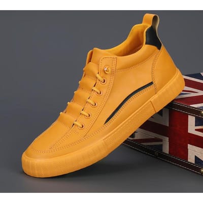 Nieuwe Herenschoenen voor de Lente Koreaanse Stijl Stijlvol en Veelzijdig Casual Heren Leren Schoenen Comfortabele Laag Uitgesneden Veterschoenen 43 orange