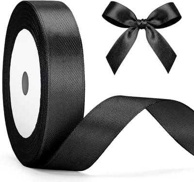 Decoratieve Zwarte Satijnen Lint van 22m voor Cadeauverpakking en Knutselen - Perfect voor Feestjes en DIY-projecten