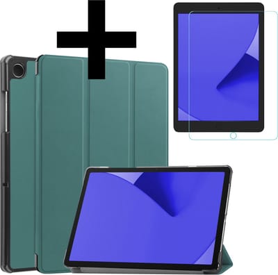 Hoes - Geschikt voor Apple iPad 8 (2020) - 10.2 inch - 8e Generatie - Met Screenprotector - Trifold Bookcase - Hard Cover Case - Met Uitsparing Geschikt voor Apple Pencil - Hardcover Book - Tablet Hoesje - Donkergroen