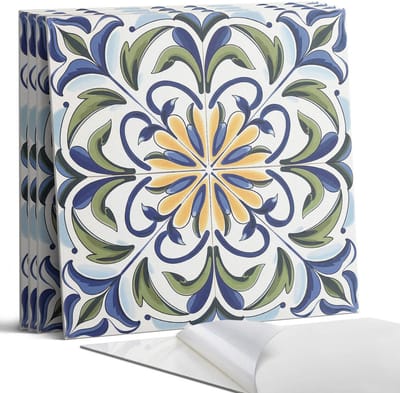Coloray Wandpanelen Zelfklevend - Plantenpatroon met bloemen Zelfklevende Wandpanelen - 50 cm x 50 cm - Blauw Wandpaneel PVC - 5 stuks - Bloemen en planten Wandpanelen Zelfklevend - Wandpanelen Keuken - Wandpaneel Badkamer