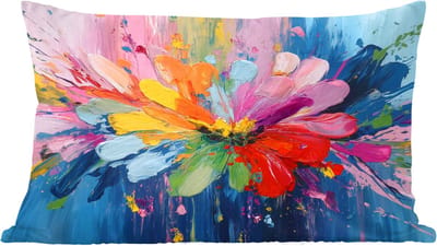 Sierkussens - Kussentjes Woonkamer - 60x40 cm - Kleuruitbarsting - Expressieve sfeer - Bloem