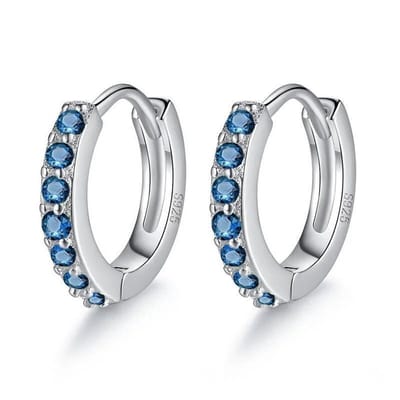 Aramat Jewels | Oorringen | Zilveren Oorringetjes met Zirkonia 15mm | Donker Blauw | |3mm | Zilver | Kinderen, Volwassenen | Verkleurd niet