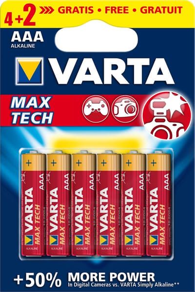 Varta AAA Max Tech, 4+2pcs Wegwerpbatterij Alkaline