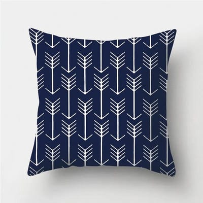 Housse de coussin décorative à motif géométrique bleu foncé Literie Décoration de la maison Housse de coussin 50x50cm
