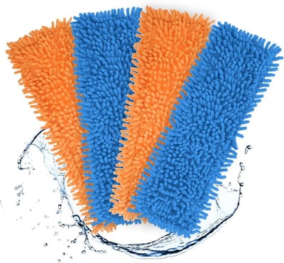Wismop overtrek, 4 wasbare microvezelhoezen, vloerwisserovertrek, Schoonmaak Producten voor laminaat, parket, marmer, vloer, tegels, houten vloeren, 42 x 12 cm