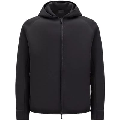 Moncler Neopreen Rits Hoodie Effen Kleur Rits Capuchon Lange Mouwen Sweatshirt Heren hoodies Zwart I20918G0001989A4L999 L black