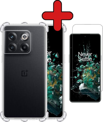 Hoesje - Met Screenprotector - Geschikt voor OnePlus 10T - Sterk & Shockproof - Back Cover - Siliconen Case - Telefoon Hoes - Shock Proof - Telefoonhoes - Transparant
