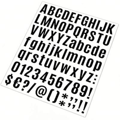 8 Vel Alfabet Cijfer Symbool Sticker Zwart Zelfklevende Letter en Cijfer Stickers voor Brievenbus Bord Raam Deur Auto