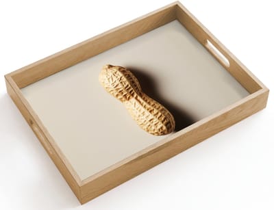 Dienblad hout 40x30 cm - Schootdienblad - Pinda - Ruw - Beige - Borrelplank rechthoek - Plateau dienbladen