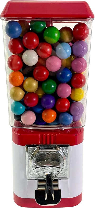 Boulemaus - Jeu de Boules - Butjesautomaat - kleur rood-wit - gevuld met 170 gekleurde Butjes - muntinworp 2,00 Euro