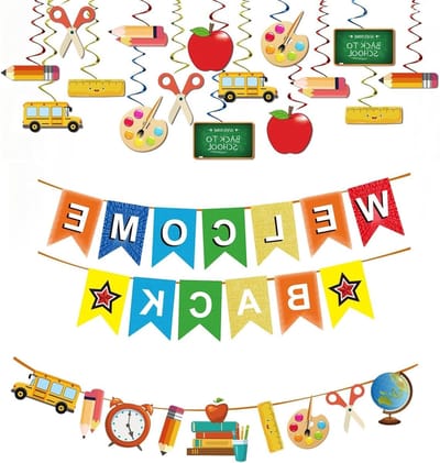 MK Stoer - Feestelijke decoratie - Pennant Garland - Welkom Terug - 5M - Viering - Terug naar School - Familie Activiteiten - Geschikt voor Feest Festival - Kleurrijke slinger met vlaggetjes