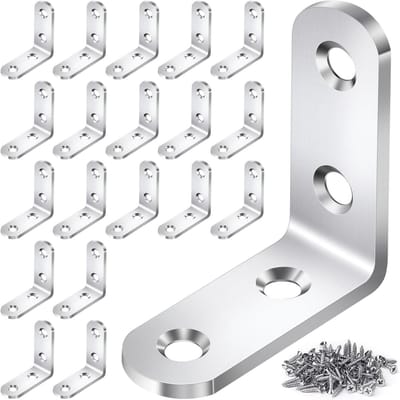 L-beugel sets - Haakse beugels - Meubels verstevigen - Roestvrij staal - 20 stuks - Zilver