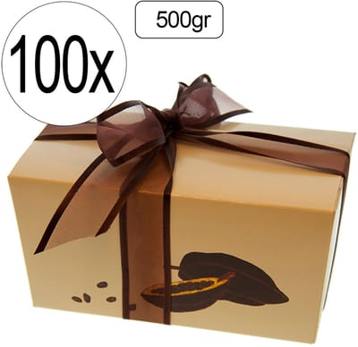 100x Ballotin 500g cacaoboon, Bonbondoosjes 500 gram verpakking chocolade bonbons snoep