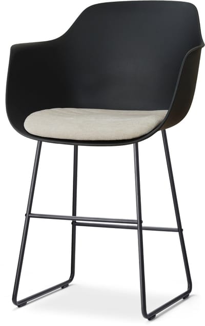 Nolon Nino-Liz barkruk zwart met naturelbeige Zitkussen - zwart onderstel - 65 cm