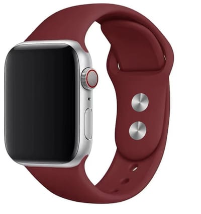 Stravo sport siliconen Apple Watch bandje met Dual Snap druksluiting – Geschikt voor Apple Watch 49mm (Ultra 1/2/3), 46mm (Series 10/11), 45mm (Series 7/8/9), 44mm (Series 4/5/6, SE 1/2/3) – Comfortabel & stevig – Wijnrood
