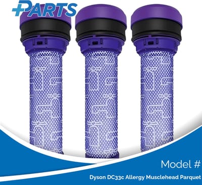 Dyson DC33c Allergy Musclehead Parquet Filters (3 Stuks, Plus.Parts® alternatief voor 923413-01)