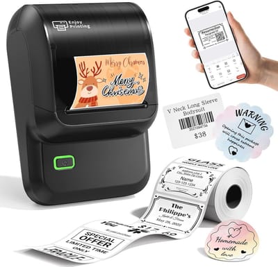 Draagbare Bluetooth Labelprinter voor zelfklevende labels - Perfect voor Keuken, Huishoudens, School en Kleine Bedrijven