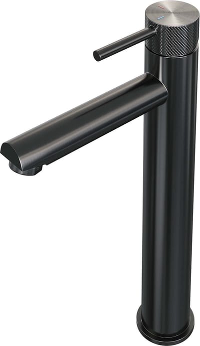 Brauer Gunmetal Carving - Wastafelkraan - Opbouw - Geborsteld Gunmetal PVD - Mengkraan - Hoog - 1 Greeps - Model A