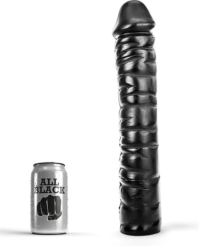 All Black - Extra Grote Zwarte Dildo - 38 cm - Zwart